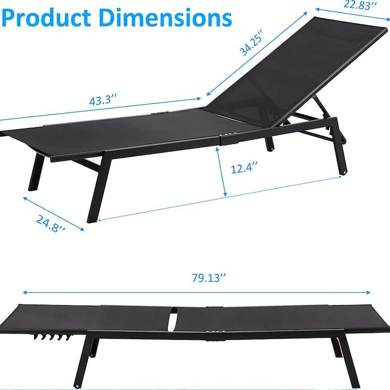 AECOJOY Adjustable Patio Aluminum Lounge Chairs for Outside