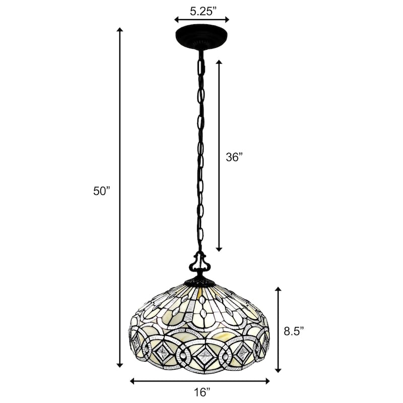 Amora Lighting AM295HL16 Tiffany Style White Hanging Lamp
