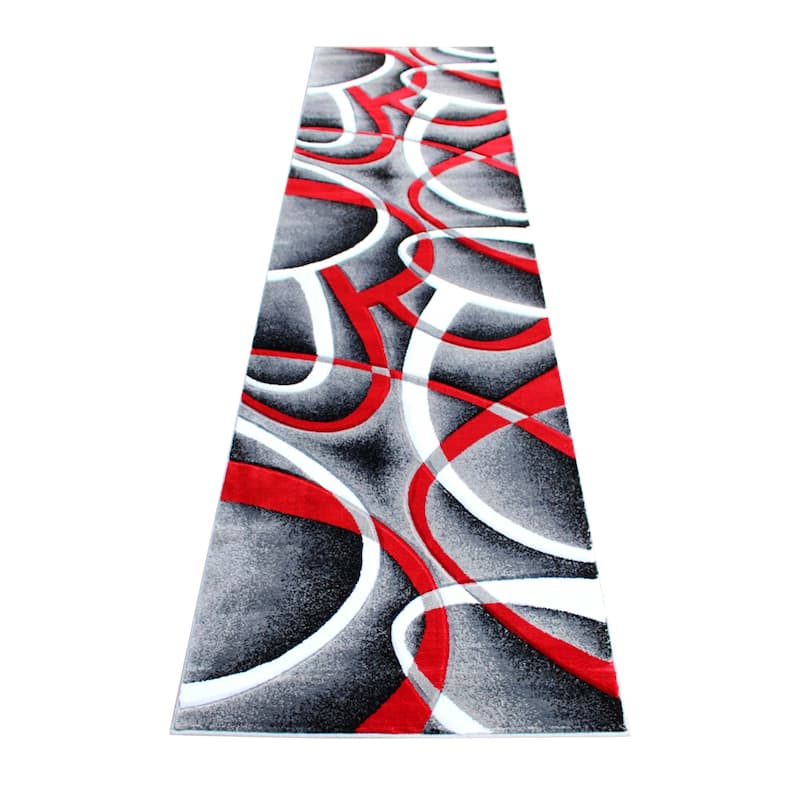 Modern Ribboned Design High-Low Pile Abstract Area Rug