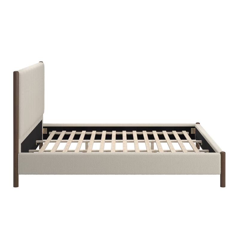 Eldra Cream Boucle Upholstered Platform Bed by iNSPIRE Q Modern