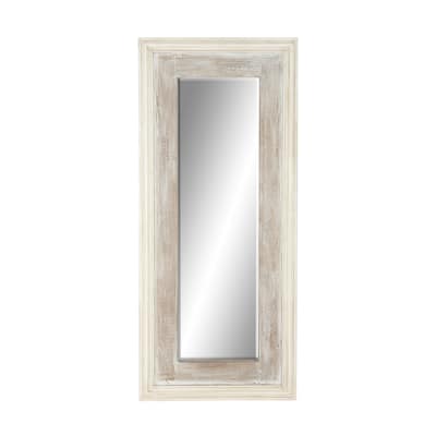 Wood Wall Mirror - White - Roche River Decor - 2"W x 26"L x 59"H