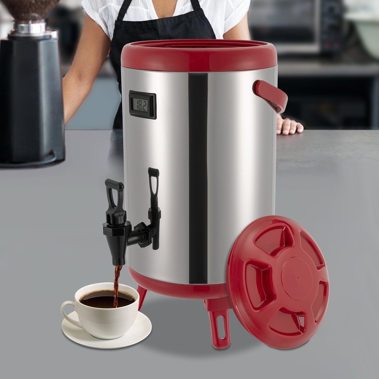Stainless Steel Insulated Beverage Dispenser with Spout