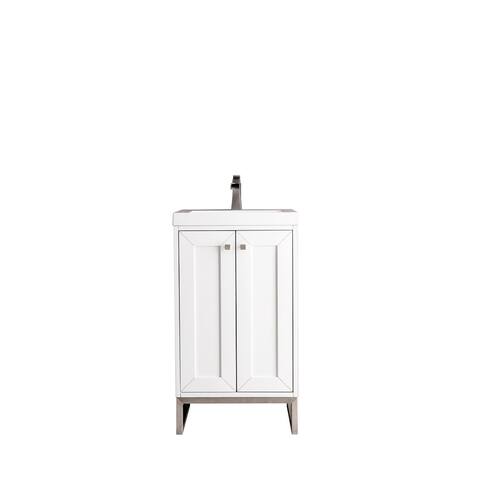 Chianti 20" Single Vanity Cabinet, w/ White Glossy Composite Stone Countertop