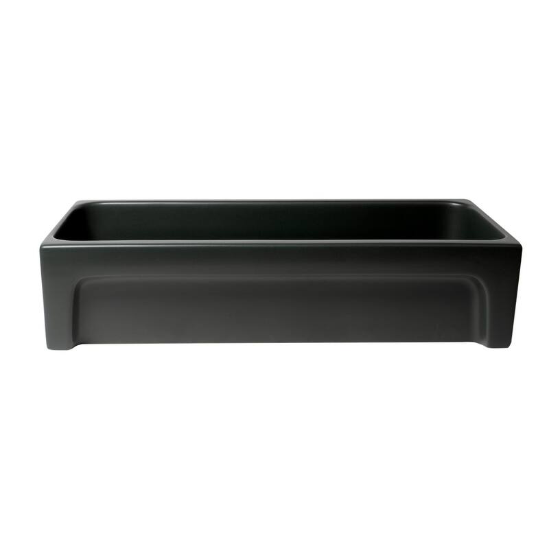 ALFI brand AB36TRBM 36" Black Matte Above Mount Fireclay Bathroom Trough Sink