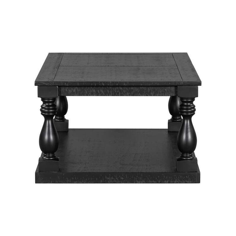 Luxurious Vintage Wooden Coffee Table With Column Legs