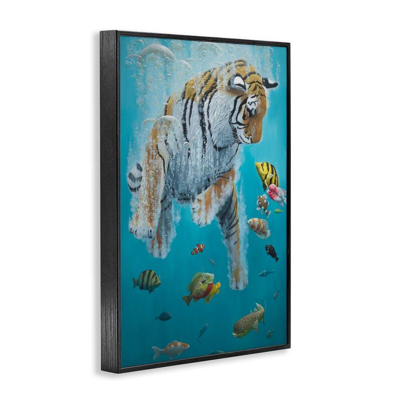 Stupell Swimming Tiger Among Fish Framed Giclee Art Design By Heather Gauthier