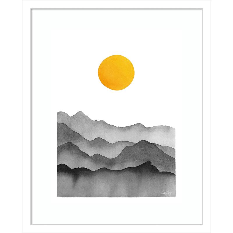 Black Yellow Mountain Range Silhouette by Cat Coq Framed Wall Art Print