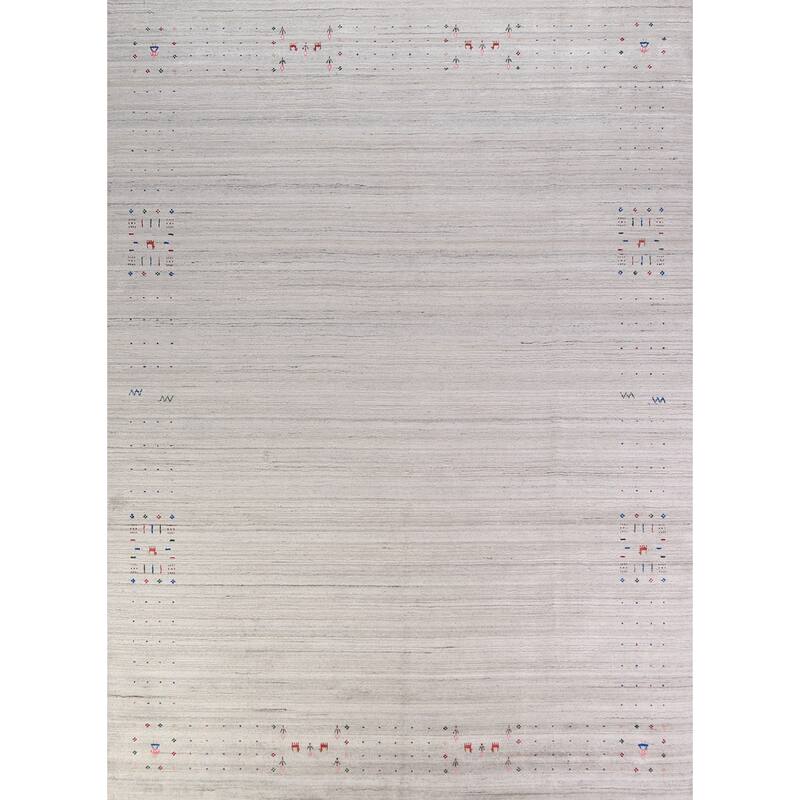 Gabbeh Indian Area Rug Handmade Living Room Silk Carpet - 8'11" x 11'7"