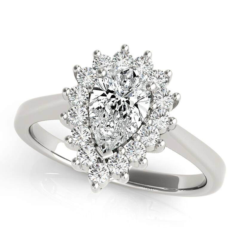 Auriya 14k White Gold Lab Grown Pear Diamond Halo Engagement Ring 0.50 to 5.00 ct. tw. (F-G VS) - 2.50 ct. center - 4