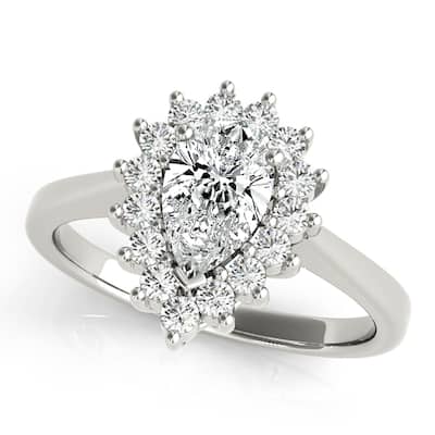 Auriya 14k White Gold Lab Grown Pear Diamond Halo Engagement Ring 0.50 to 5.00 ct. tw. (F-G VS)