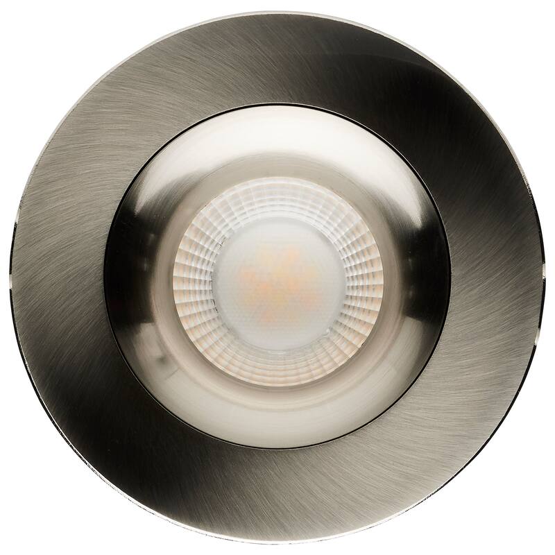 12W LED Direct Wire Downlight Gimbaled 3.5In CCT Selectable Round Remote Driver Brushed Nickel 840L - Brushed Nickel