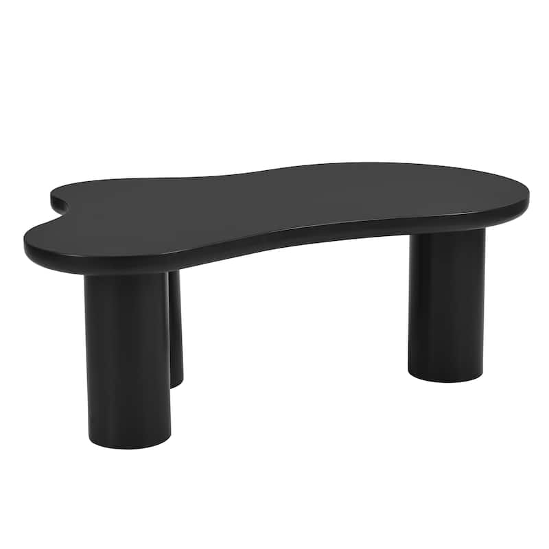 44"x 25.9"Cloud Coffee Table with 1.5"Thick Tabletop,Cream Style Irregular End Table with 3 Sturdy Legs,Sleek Center Table