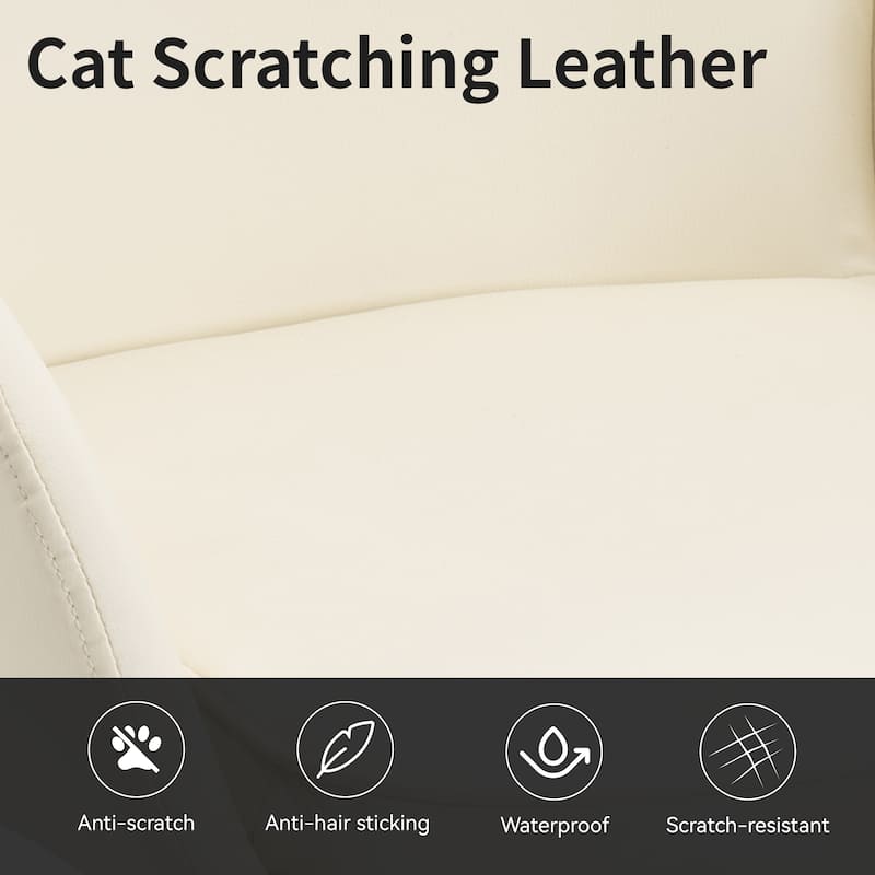 Set of 2 Cat-Scratch Resistant Dining Chairs with Gold Metal Legs