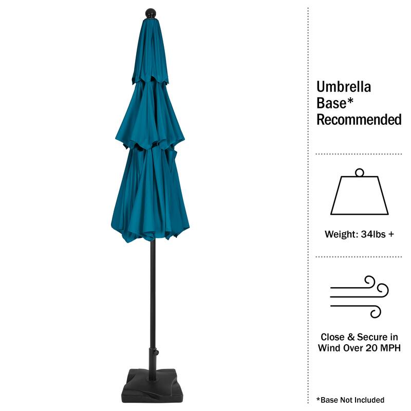 10 ft Patio Umbrella, 3-Tiered Sunshade with Push Button Tilt and Easy-Open Crank, Outdoor Umbrella for Deck, Yard
