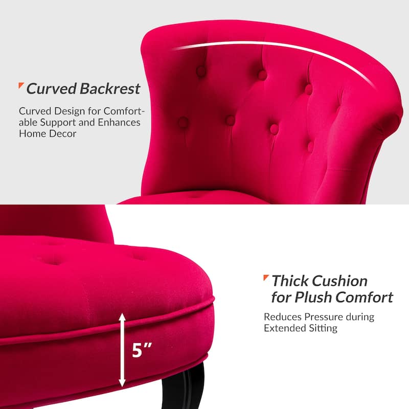 Paolino 25.1" Wide Traditional Velvet Button-tufted Back Stools with Wood Legs by HULALA HOME