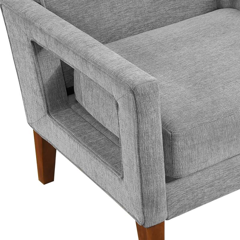 Vivian 29" Chenille Chair - Walnut Finish Solid Wood Legs