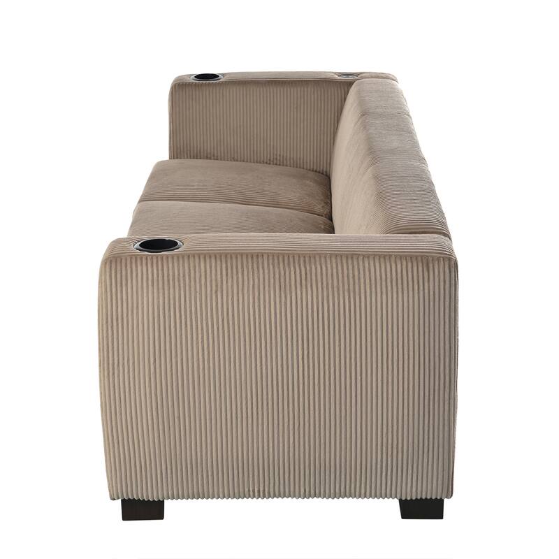 Light Coffee 3 Seater Solid Wood Sofa 80"x31"x26"