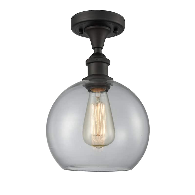 Innovations Lighting Ballston Athens - 1 Light 8" Semi-Flush Mount - Clear/Oil Rubbed Bronze
