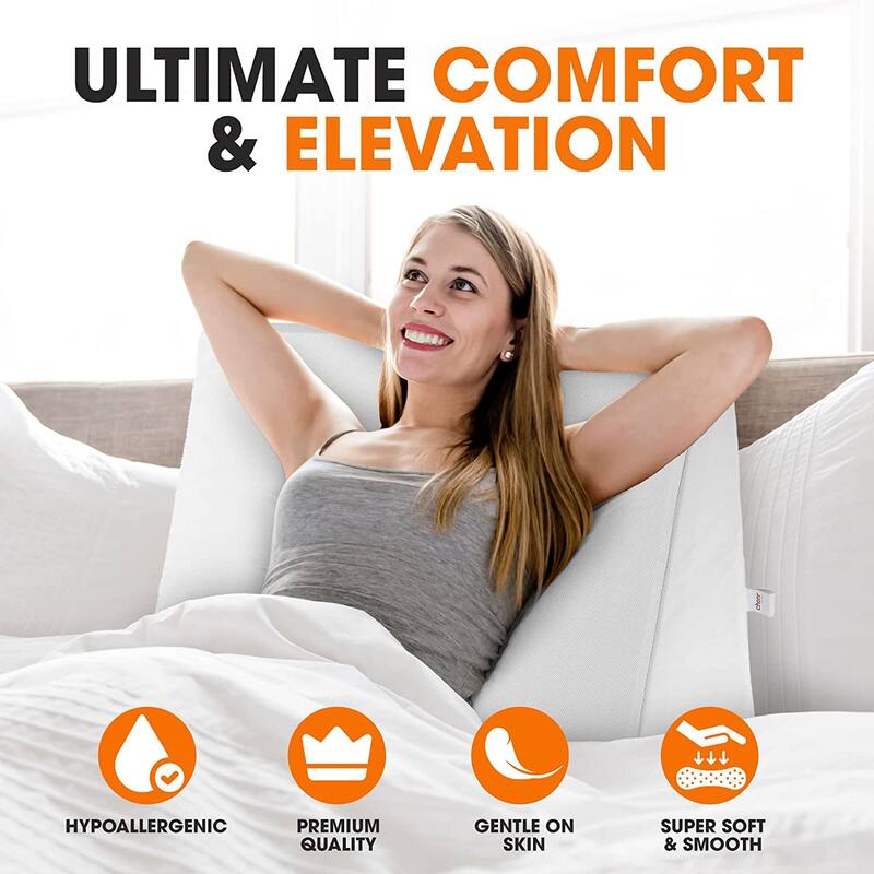 Cheer Collection Ultra Supportive Memory Foam Bed Wedge Pillow - White