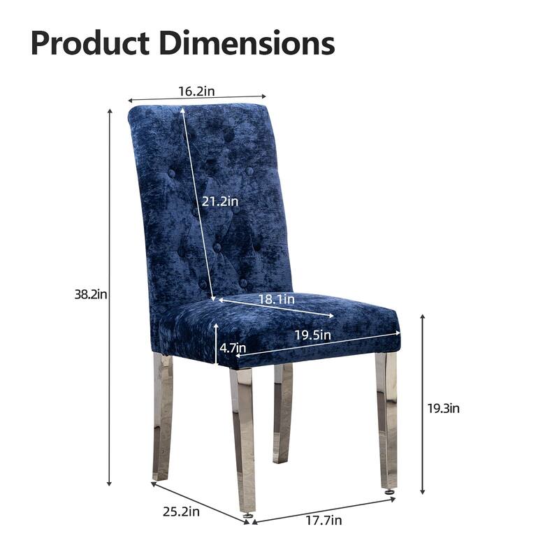 Modern Velvet Upholstery Dining Chair for Kitchen (Set of 2)