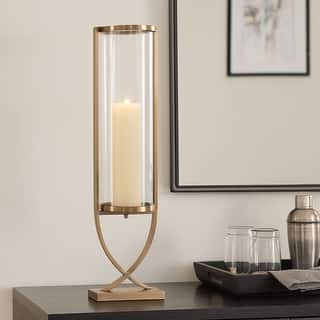 Candle Holder - Metal Glass Cylindrical Pillar