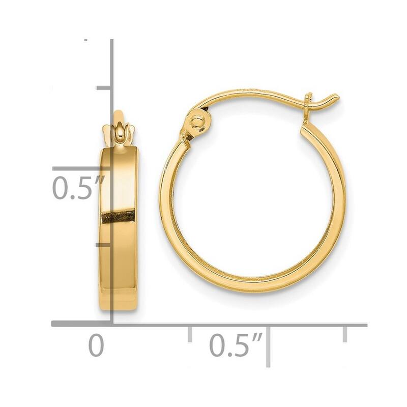 Curata 10k Yellow Gold Polished 4x15mm Square Tube Hoop Earrings