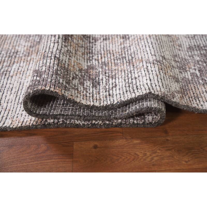 Beige Modern Abstract Area Rug Hand-Knotted Wool Carpet - 6'5"x 9'6"