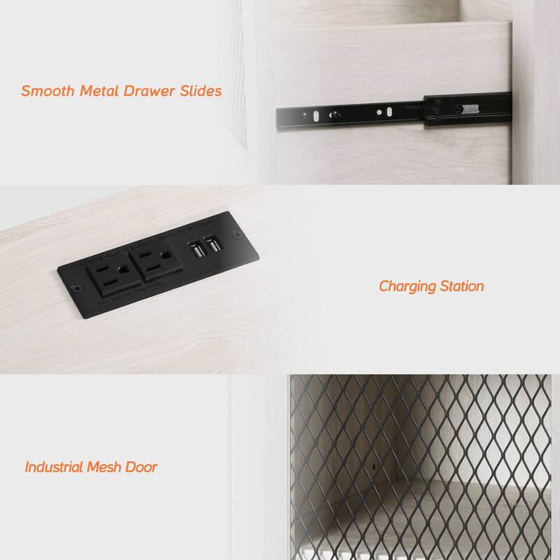 Sofa Side Bedside Table with Charging Station