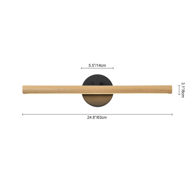 Adjustable Wood Dimmable LED Linear Wall Vanity Sconce Rustic Bathroom - 24.8 Inches