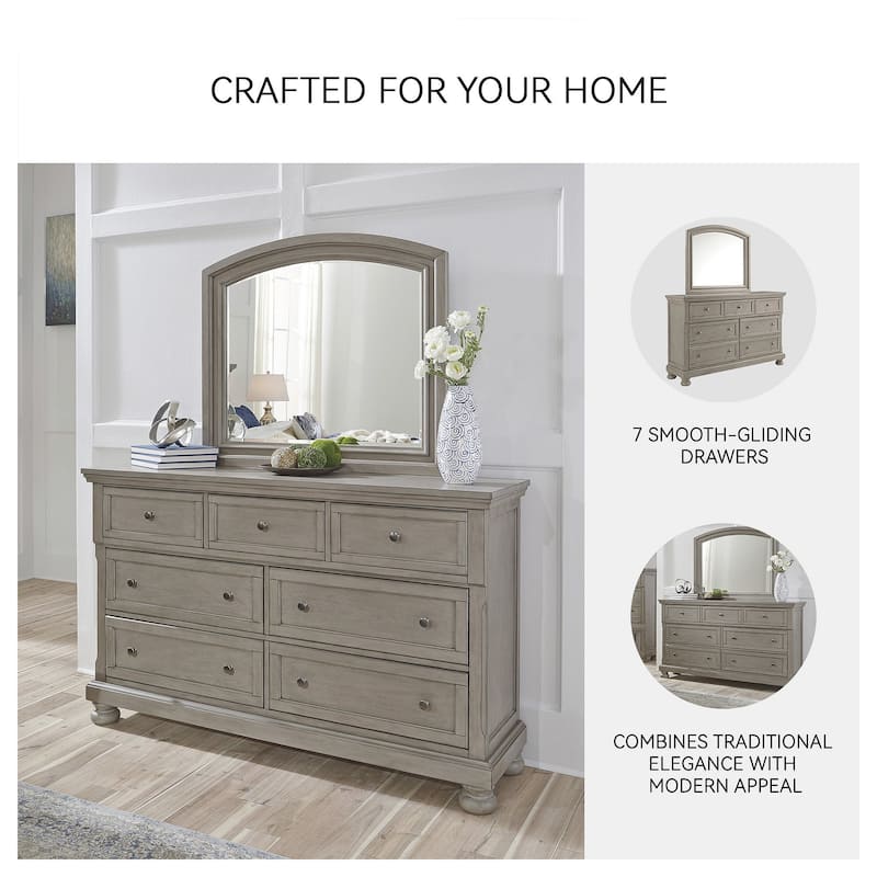 Signature Design by Ashley Lettner Light Gray Dresser and Mirror
