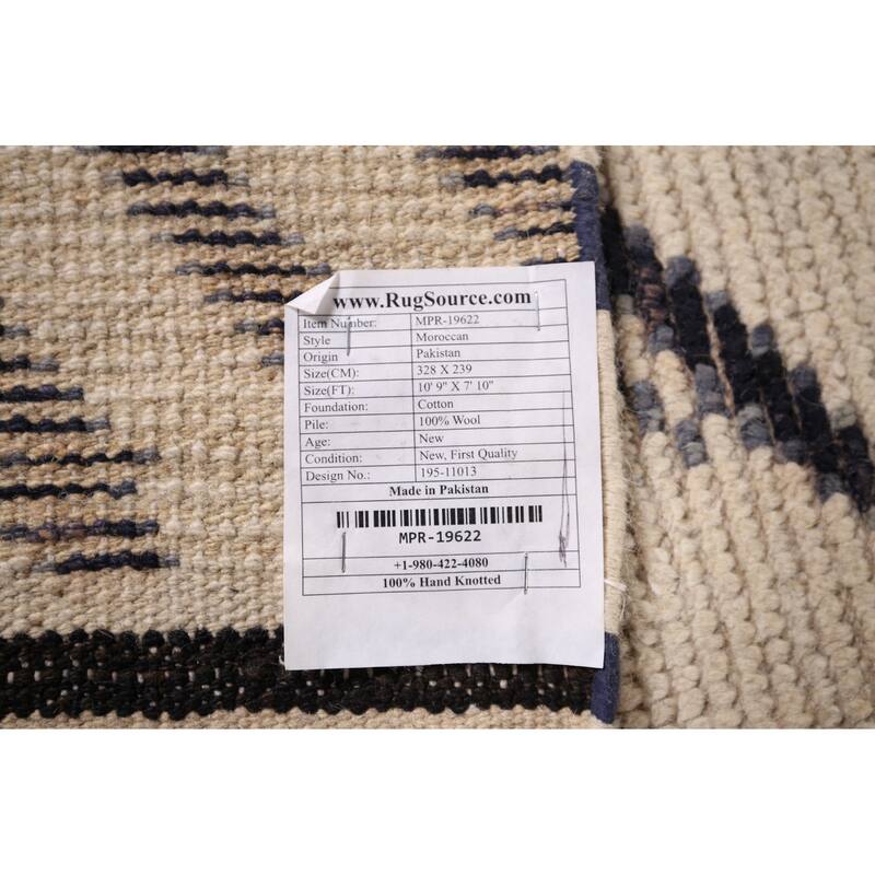 Geometric Moroccan / Modern Area Rug Handmade Wool Carpet - 7'10"x 10'9"