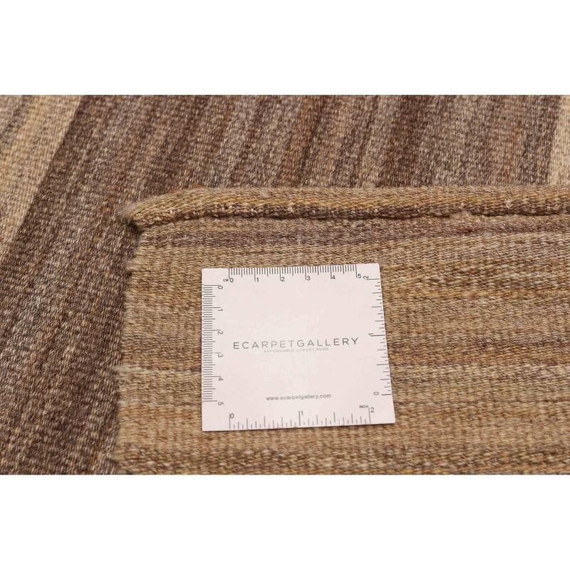 ECARPETGALLERY Flat-Weave Ankara FW Khaki Wool Kilim - 7'7 x 10'4