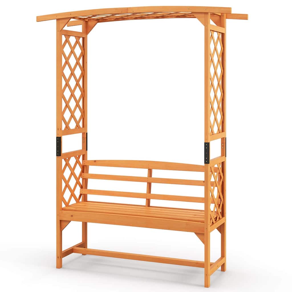 Costway 6.5 FT Tall Patio Garden Arbor with Pergola 2-Seat Bench - See Details