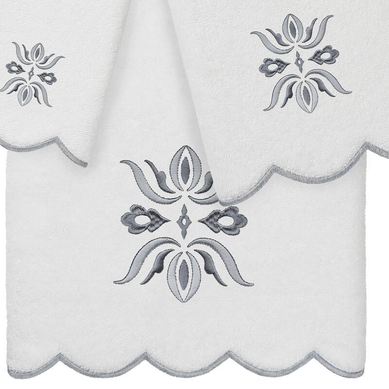 Authentic Hotel and Spa 100% Turkish Cotton FLOWER CREST Scallop Towel Collection