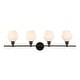 preview thumbnail 7 of 7, Gwyneth 4-light Contemporary Frosted Glass Vanity Light Black