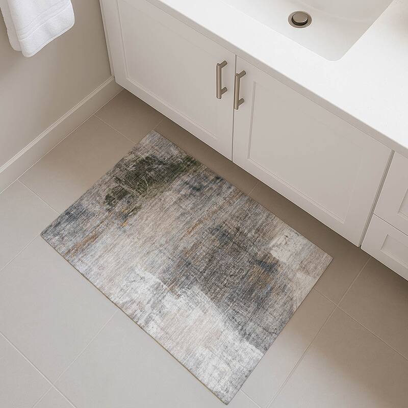 Premium Washable Super Soft Modern Prints Mayfield Rug - Putty - 1'8" x 2'6"