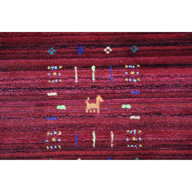 Hand Knotted Oriental 100% Wool Carpet Tribal Tribal Pink Gabbeh Area Rug - 7' 9'' X 7' 9''