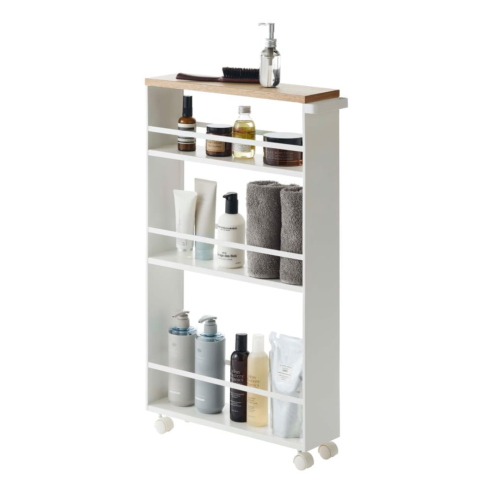 Yamazaki Home Slim Storage Cart, Steel, Holds 26.4 lbs, Minimal Assembly - L 18.7 x W 5.12 x H 31.69 inches