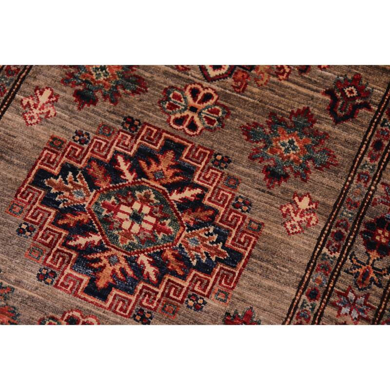 Caucasian Super Kazak Orion Gray Hand Knotted Wool Runner - 2'6'' x 9'6''