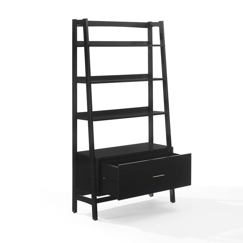 Crosley Landon Large Etagere Bookcase - Matte Black