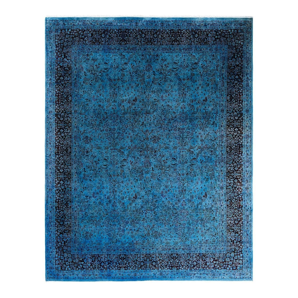 Fine Vibrance One-of-a-Kind Hand-Knotted Area Rug - Blue, 8' 1" x 10' 3" - 8' 1" x 10' 3"
