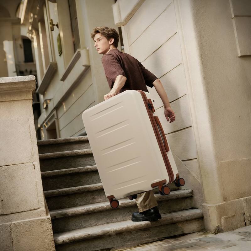 Luggage Sets 5 Piece with Front Opening, Hardside Expandable Carry On Suitcase Set with Double Spinner Wheel with USB Port