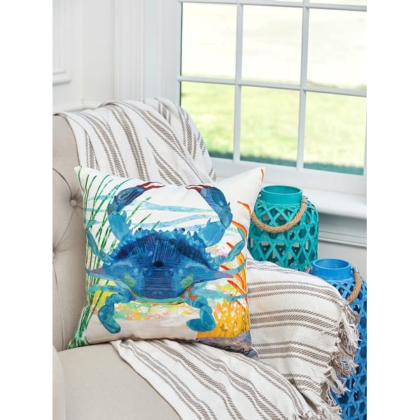 slide 1 of 6, Blue Crab Coastal Indoor/Outdoor 18x18 Decorative Accent Throw Pillow