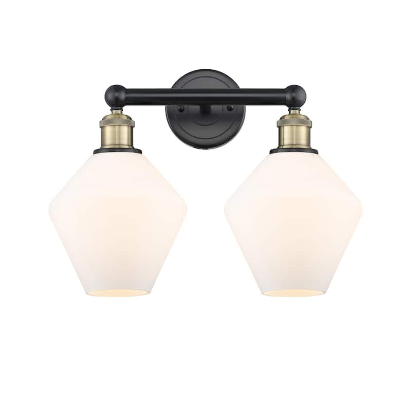 Innovations Lighting Cindyrella - 2 Light 17" Bath Vanity Light - Cased Matte White/Black Antique Brass