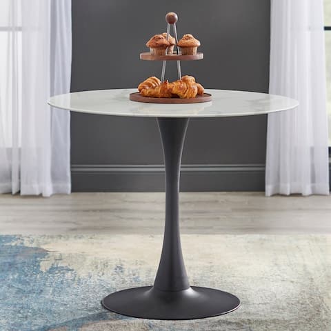 Simple Living Rho Faux Marble/ Glass Pedestal Dining Table