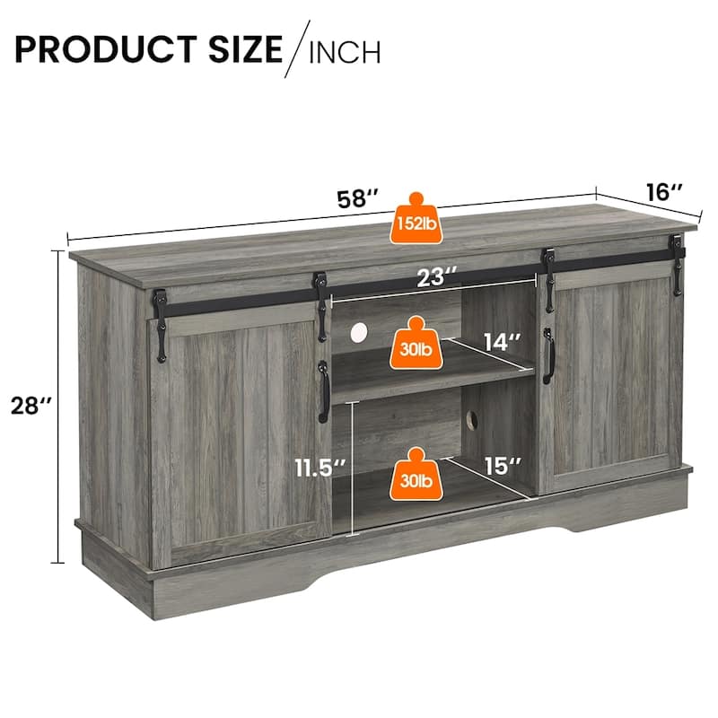 Yaheetech Industrial Classic Farmhouse TV Stand for TVs up to 65"