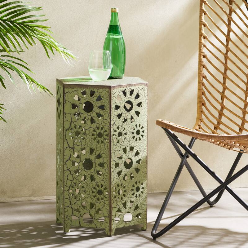 Side Table Outdoor 14-inch Floral Side Table by Christopher Knight Home