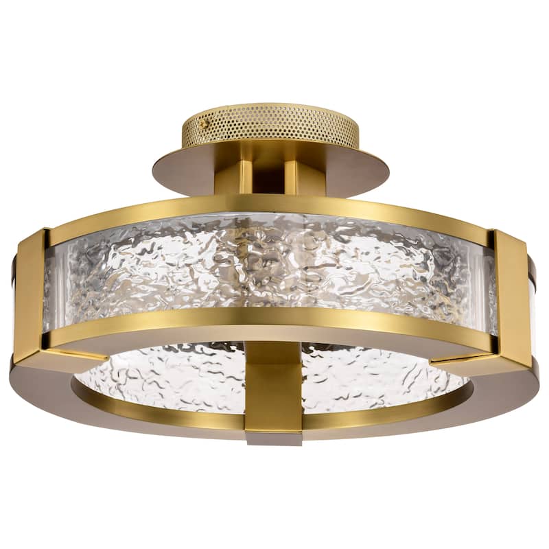 Darrow - 13 Inch LED Semi Flush - Vintage Brass - Acrylic Panels - Vintage Brass
