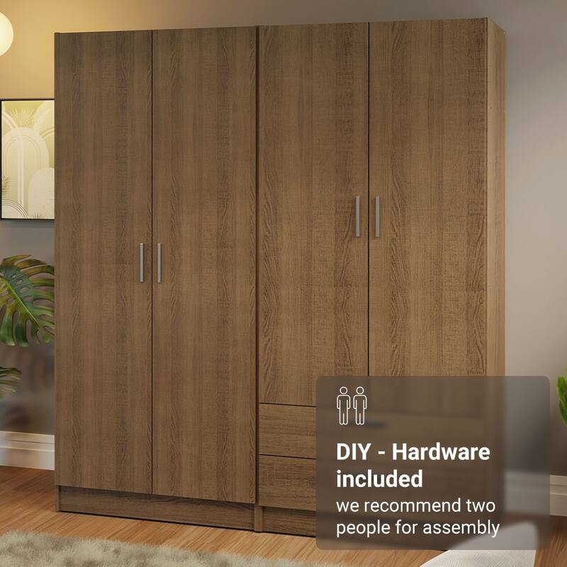 MADESA 4 Doors 2 Drawers Wardrobe Set