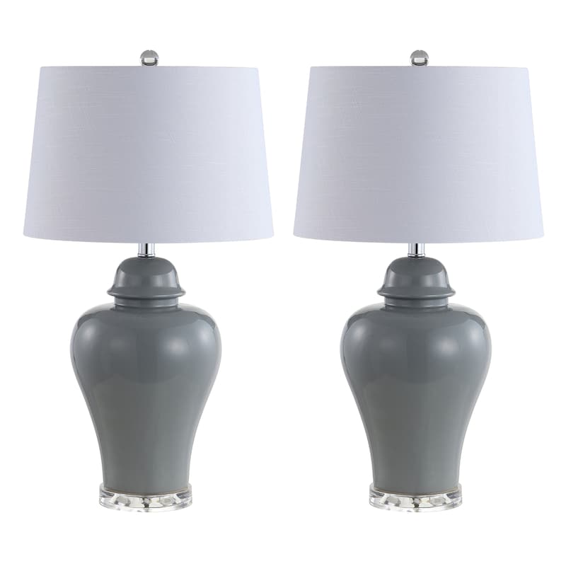 Bowen 27" Ceramic Urn LED Table Lamp, Grey (Set of 2) by JONATHAN Y